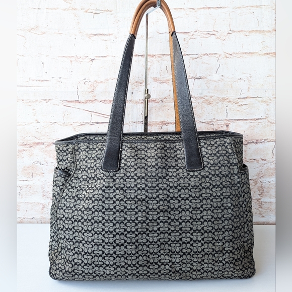 COACH Grey and Black Signature Print Diaper Bag - Picture 3 of 15